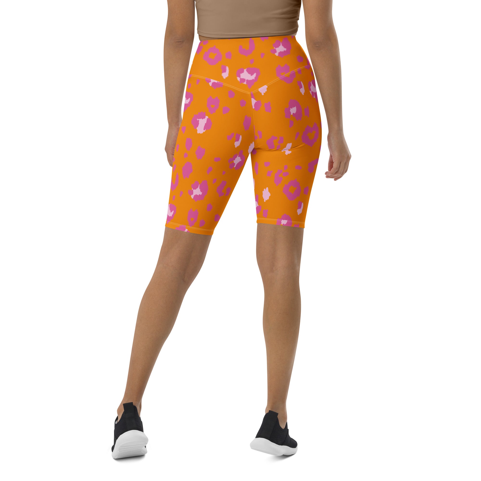 Orange Cheetah Biker Shorts