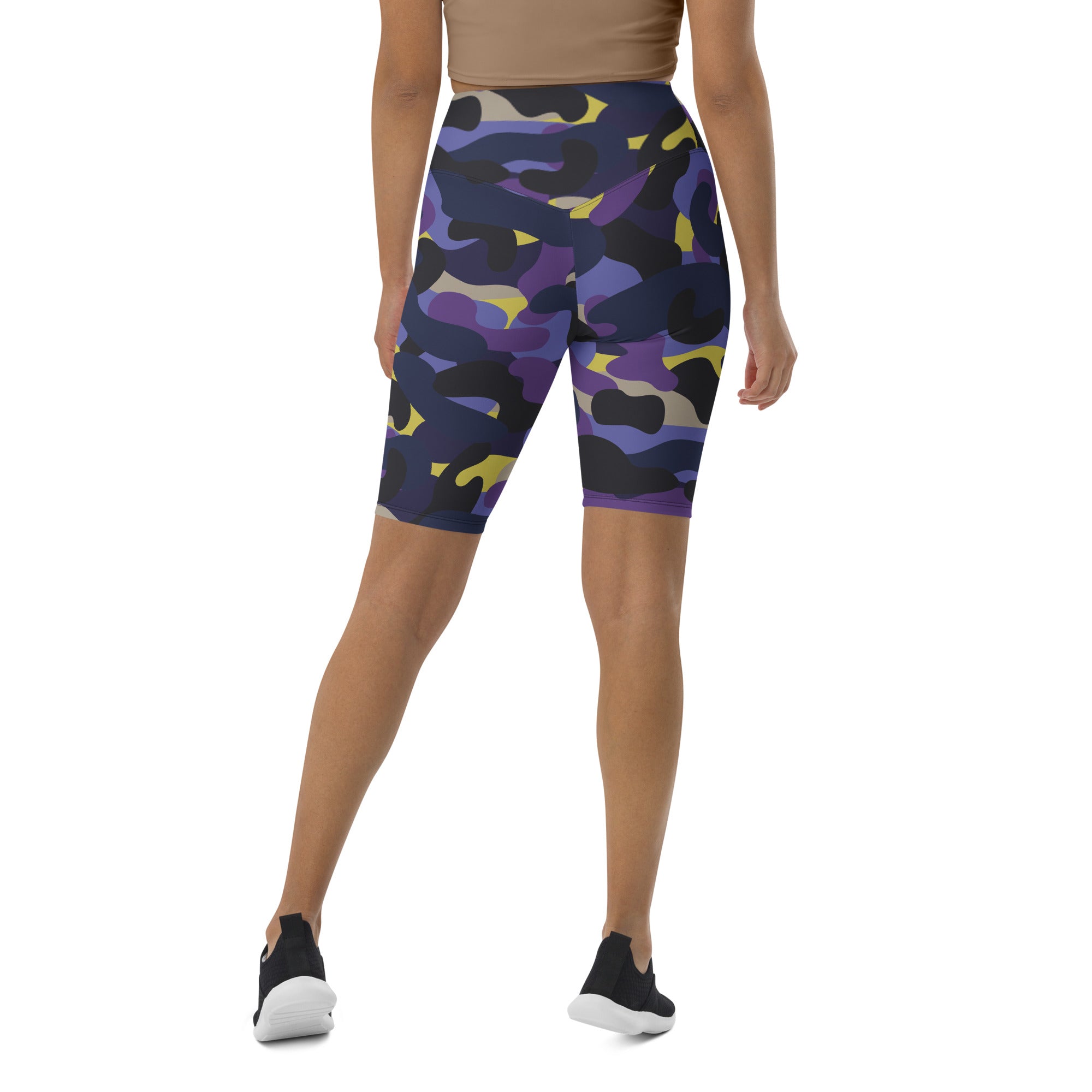 Purple/Yellow Camo Biker Shorts