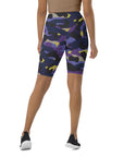 Purple/Yellow Camo Biker Shorts