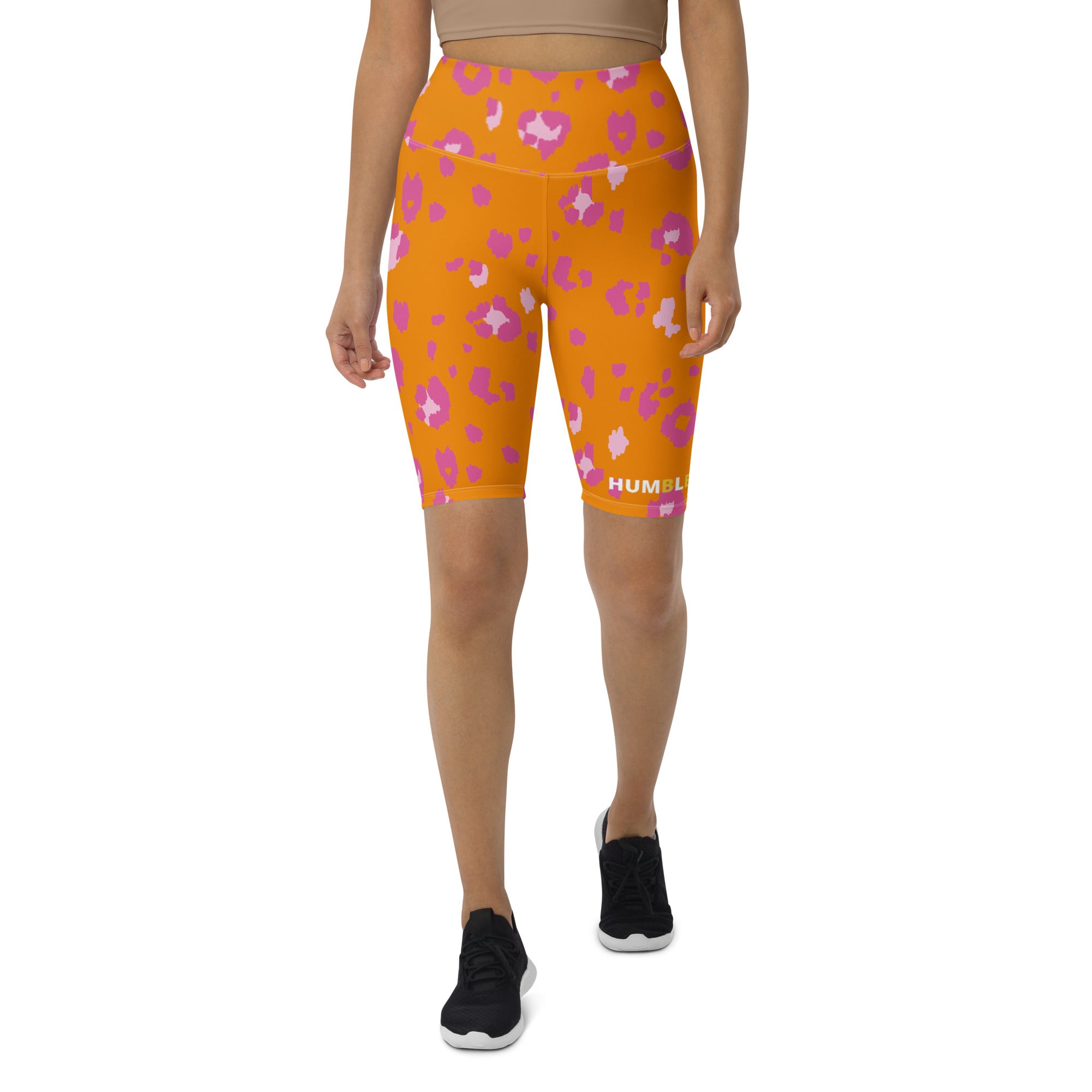 Orange Cheetah Biker Shorts