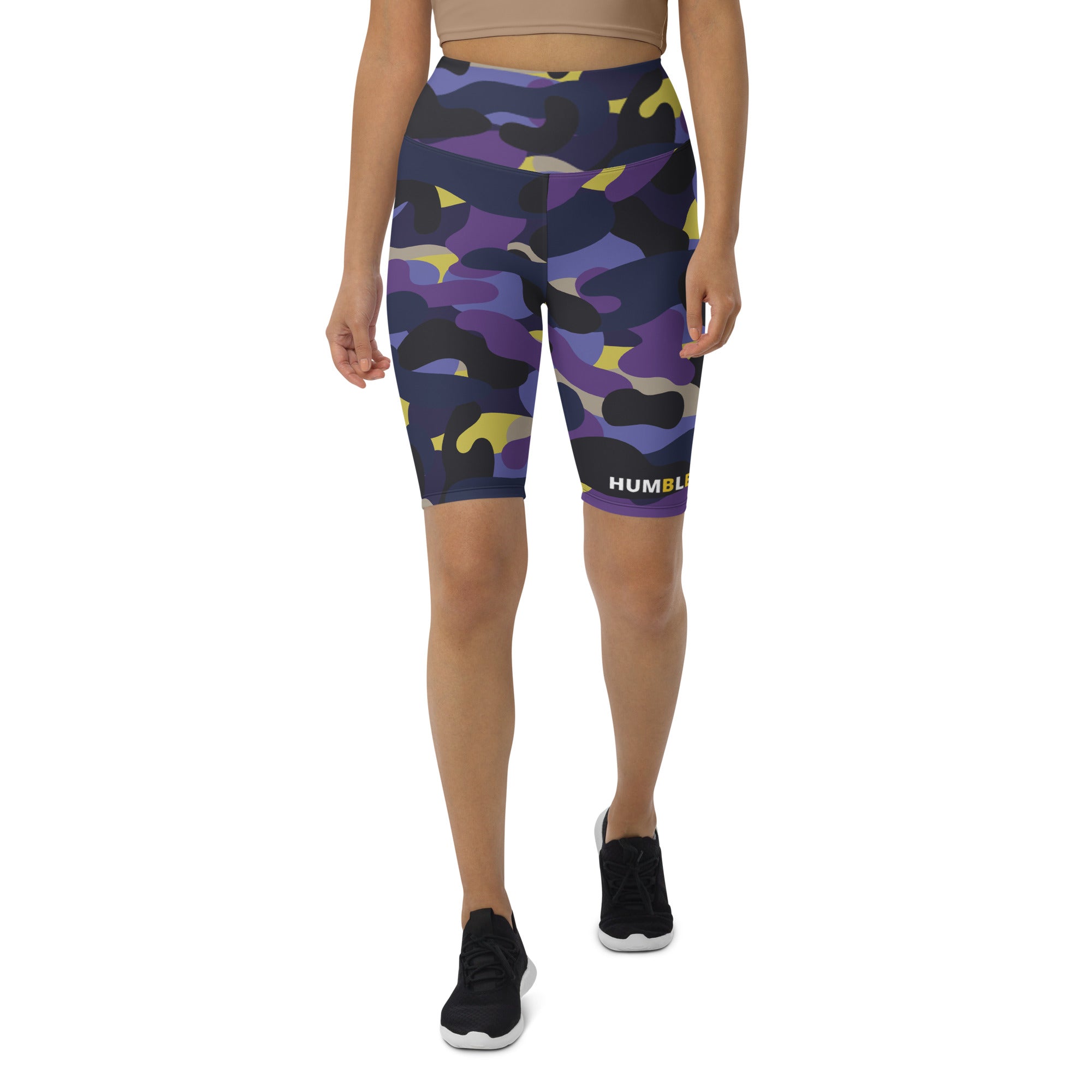 Purple/Yellow Camo Biker Shorts