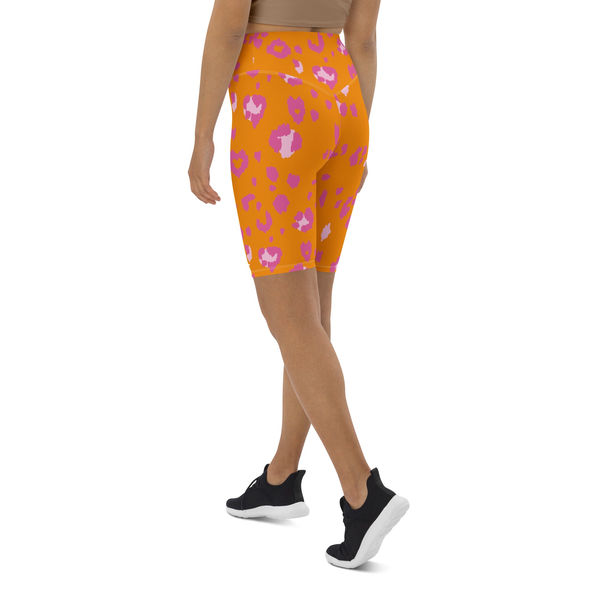 Orange Cheetah Biker Shorts