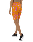 Orange Cheetah Biker Shorts