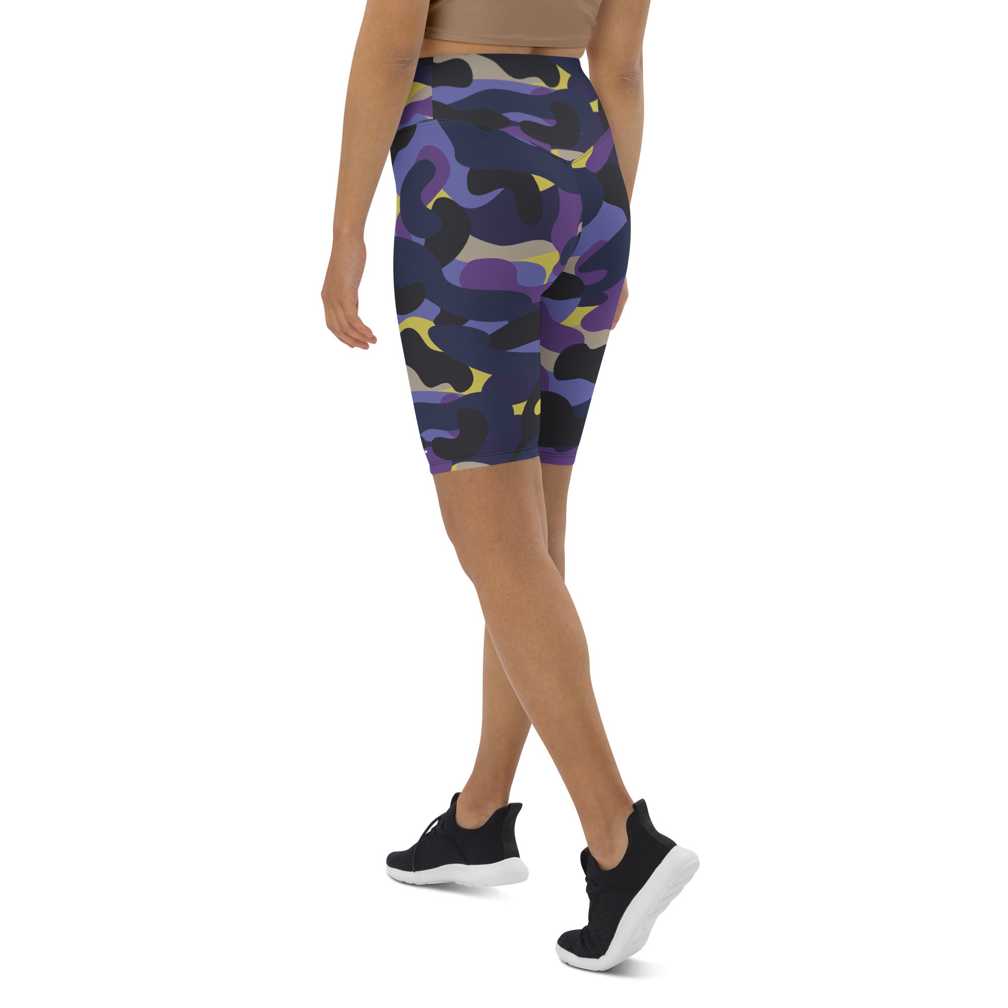 Purple/Yellow Camo Biker Shorts