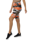 Orange Camo Biker Shorts