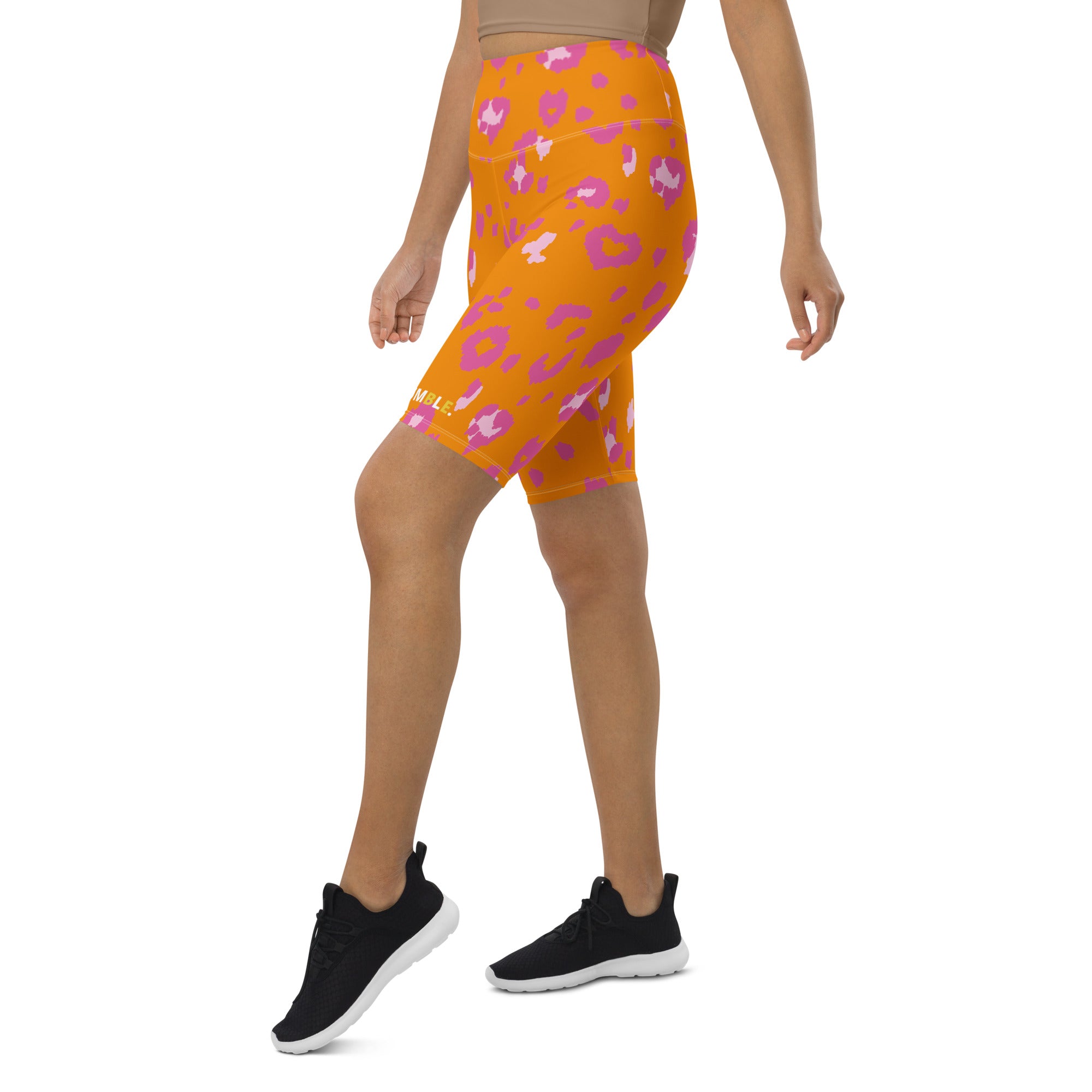 Orange Cheetah Biker Shorts