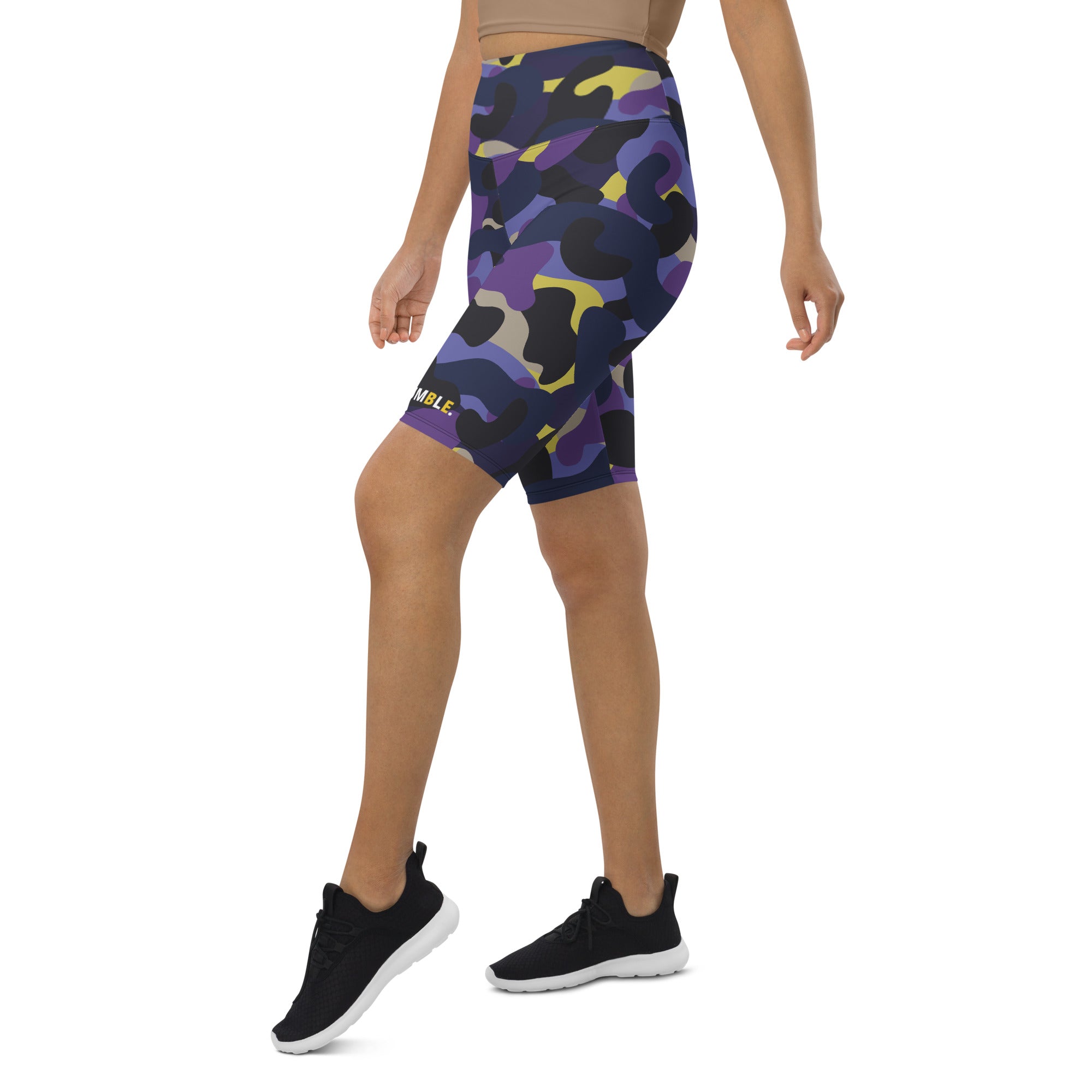 Purple/Yellow Camo Biker Shorts