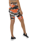 Orange Camo Biker Shorts