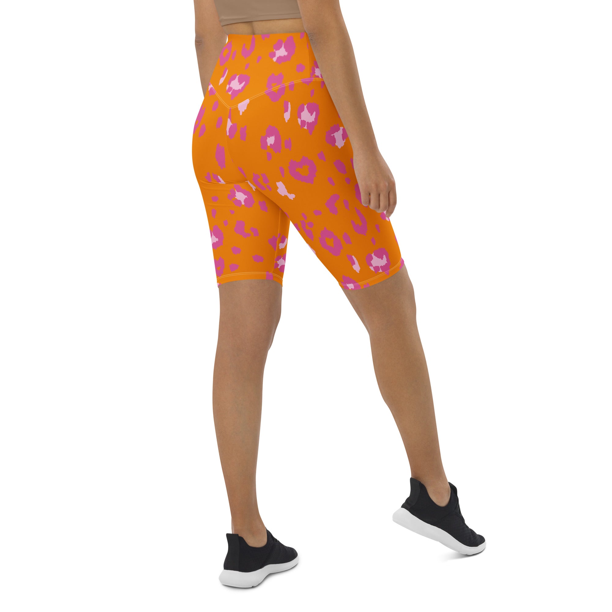 Orange Cheetah Biker Shorts