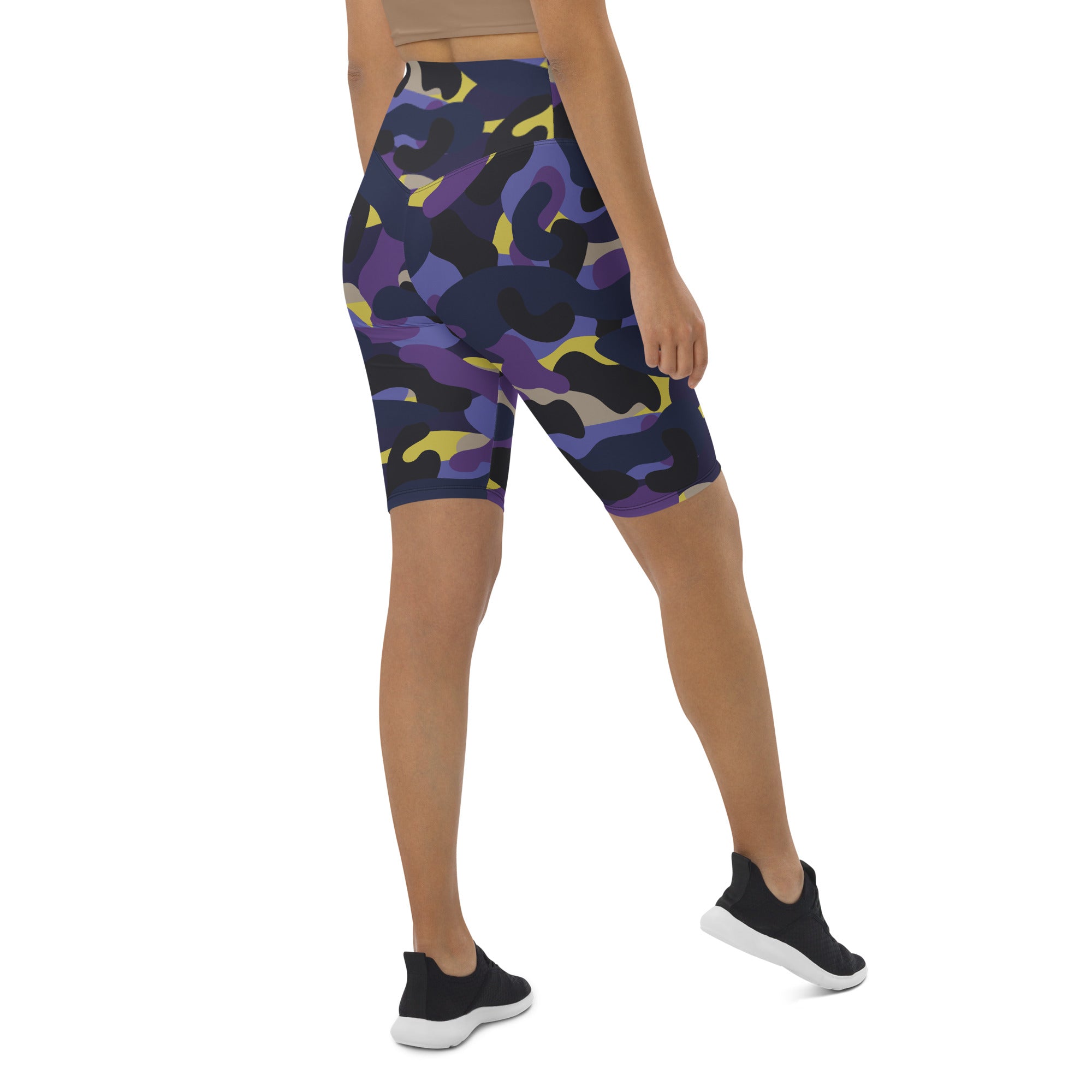 Purple/Yellow Camo Biker Shorts