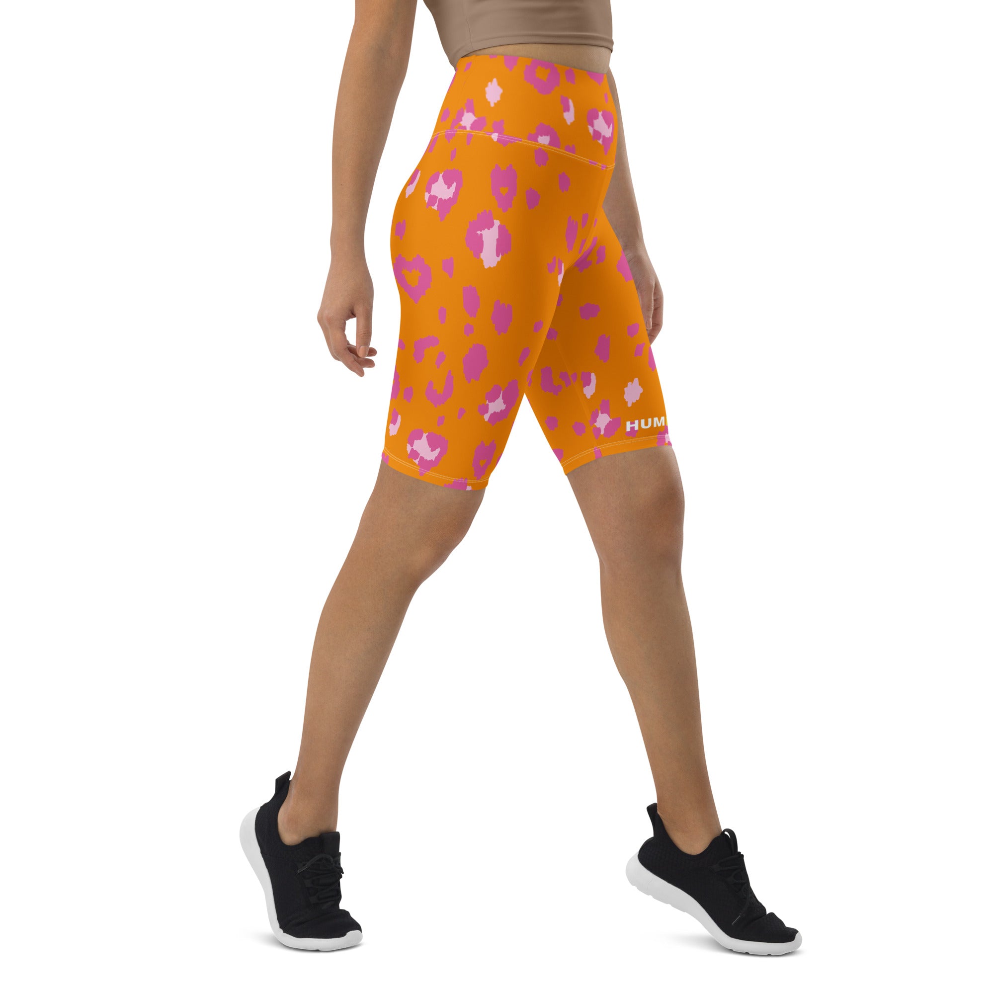 Orange Cheetah Biker Shorts