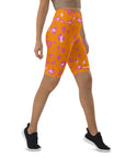 Orange Cheetah Biker Shorts