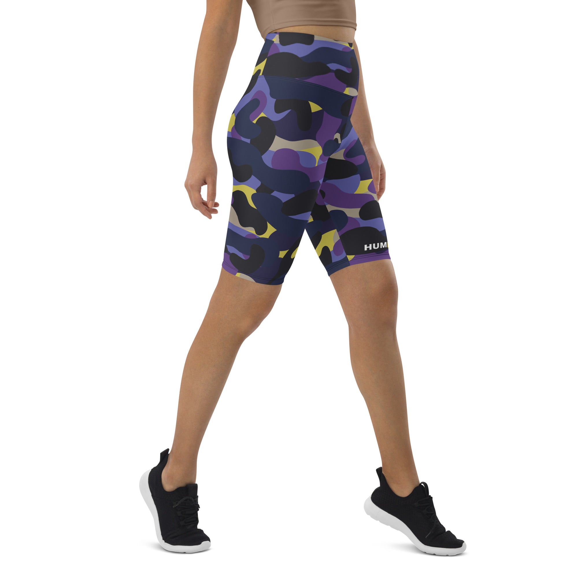 Purple/Yellow Camo Biker Shorts