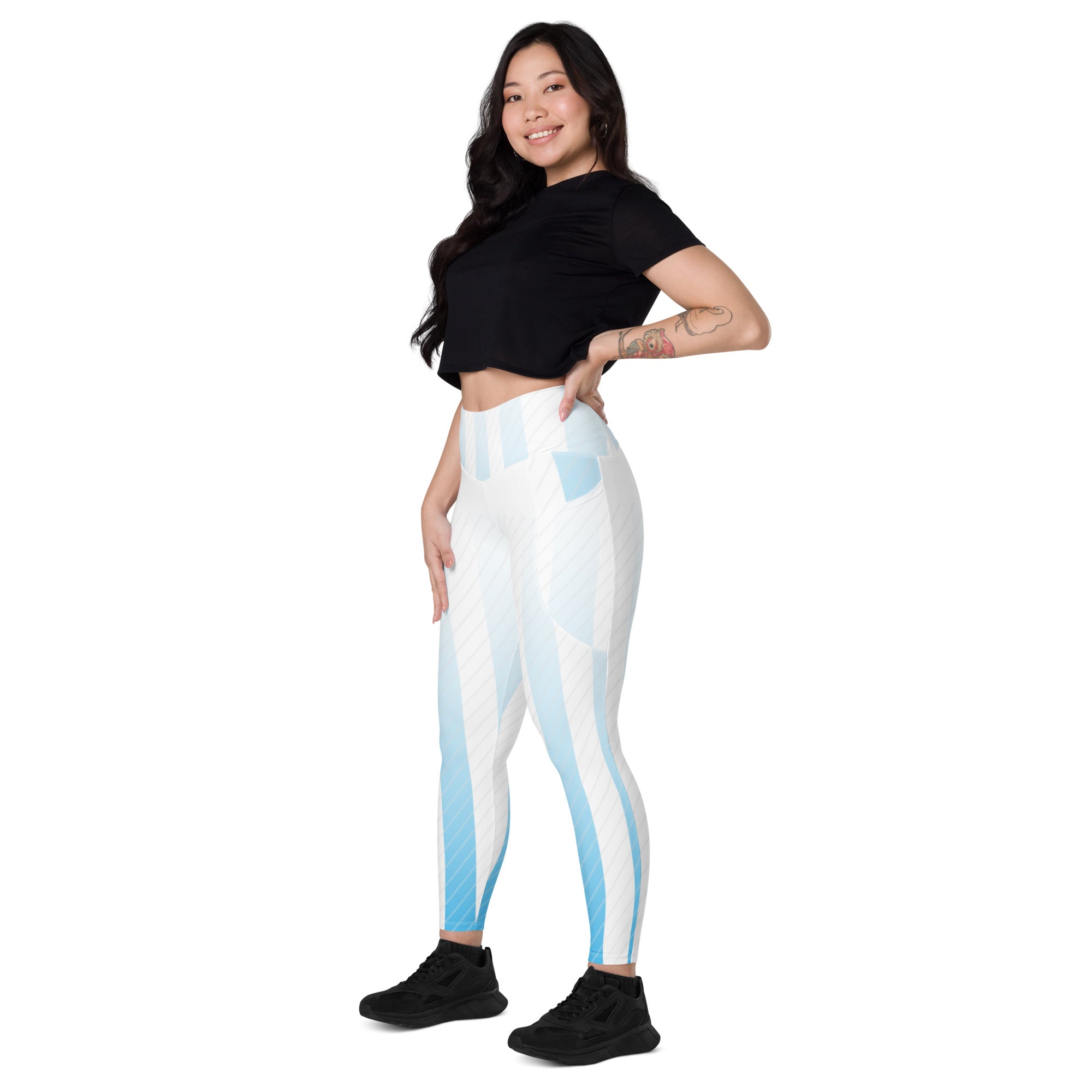 Aqua White Leggings with pockets