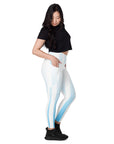 Aqua White Leggings with pockets