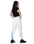 Aqua White Leggings with pockets