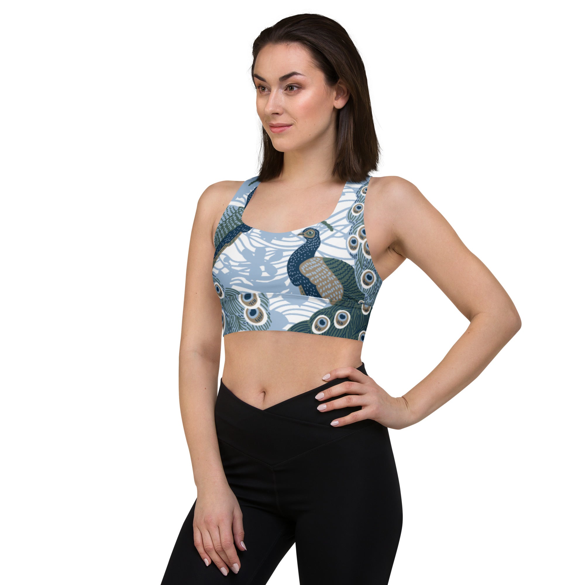 Peacock sports bra