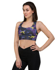 Purple/Yellow Camo sports bra