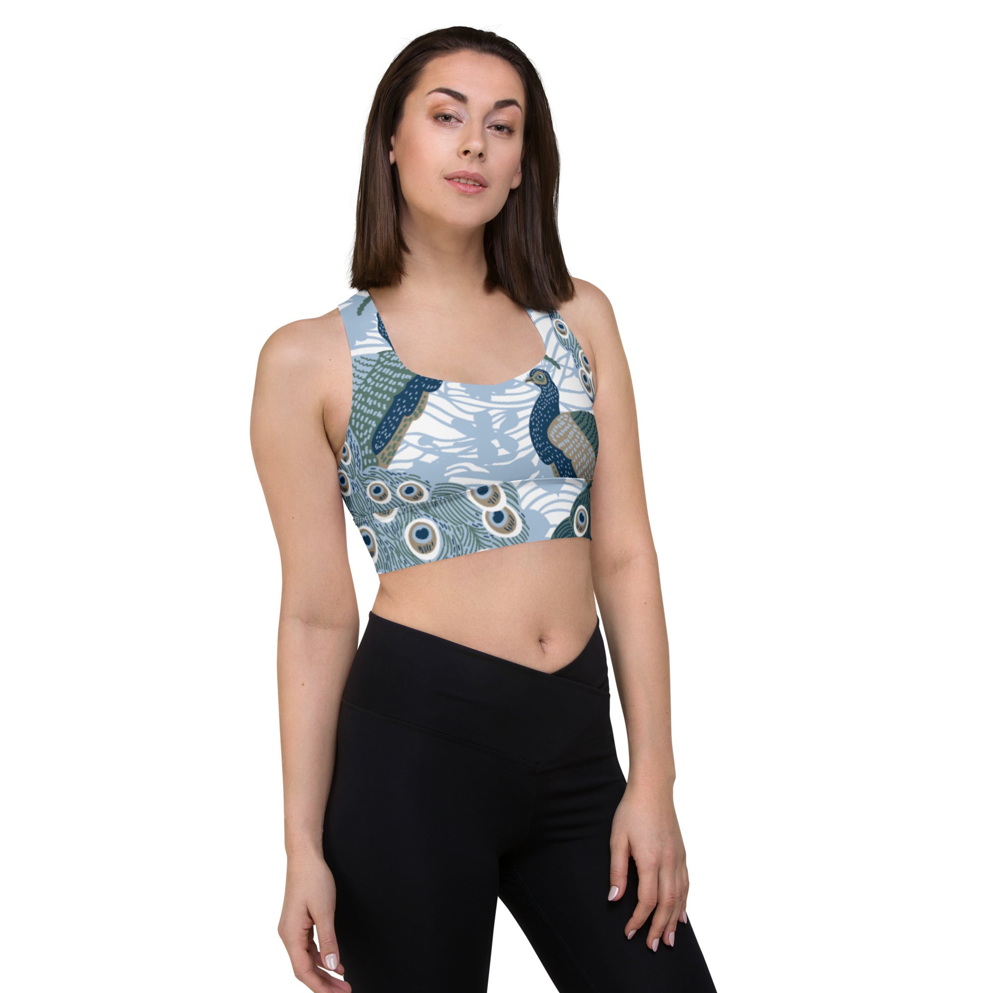 Peacock sports bra